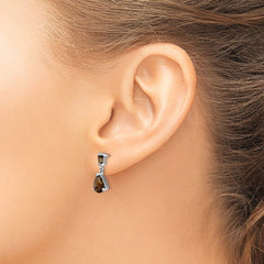 14K White Gold Smokey Quartz Dangle Post Earrings