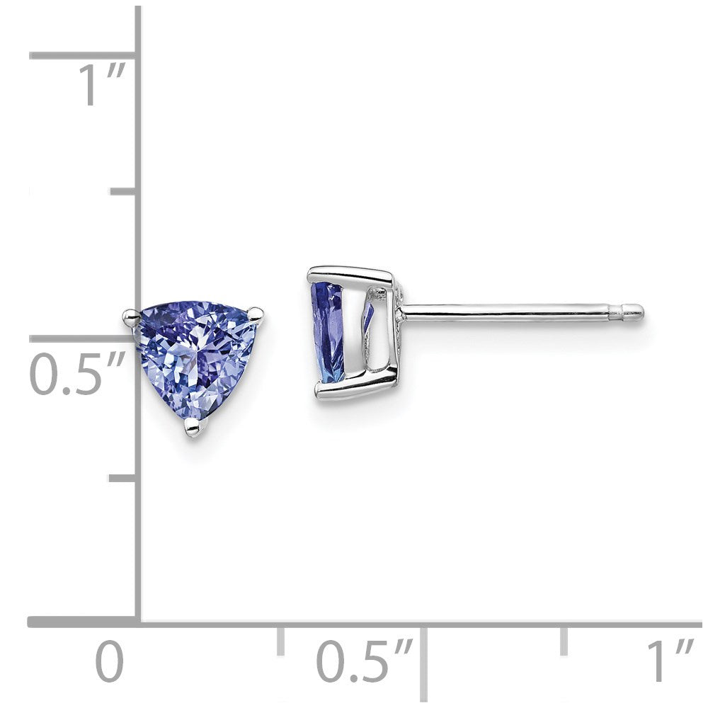 14K White Gold Trillion Tanzanite Post Stud Earrings