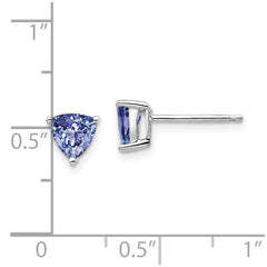 14K White Gold Trillion Tanzanite Post Stud Earrings