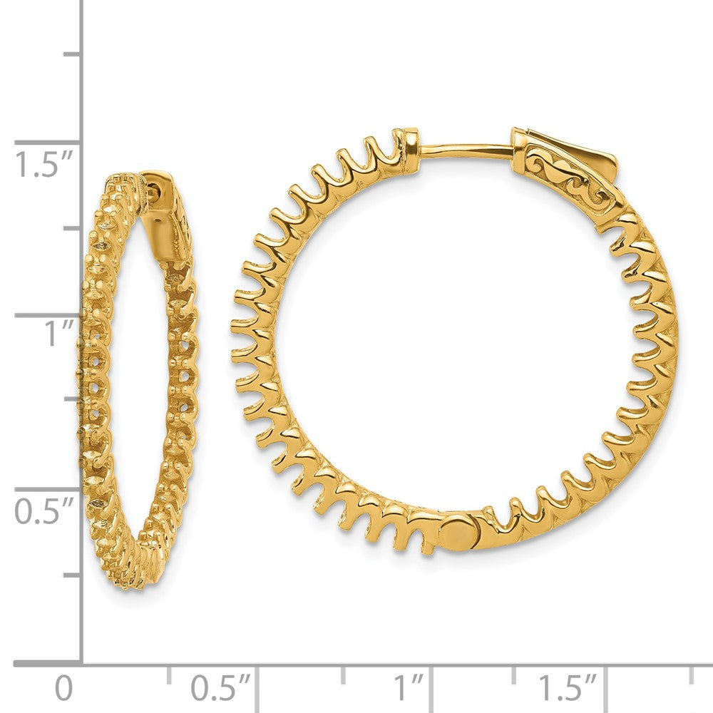 14K Yellow Gold 2.3ct 66-2.0mm In Out Hoop with Safety Clasp Earrings Mountings