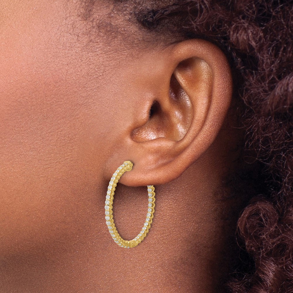 14K Yellow Gold 1.56ct 78-1.7mm In Out Hoop with Safety Clasp Earrings Mountings