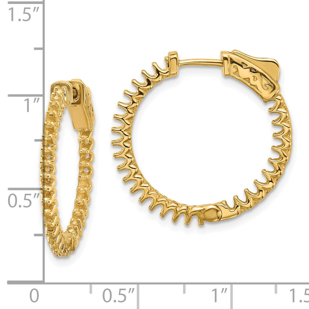 14K Yellow Gold 1.12ct. 56-1.7mm In Out Hoop with Safety Clasp Earrings Mountings