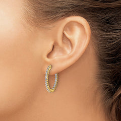 14K Yellow Gold 1.6ct 46-2.0mm In Out Oval Hoop with Safety Clasp Earrings Mountings