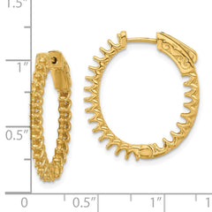 14K Yellow Gold 1.6ct 46-2.0mm In Out Oval Hoop with Safety Clasp Earrings Mountings