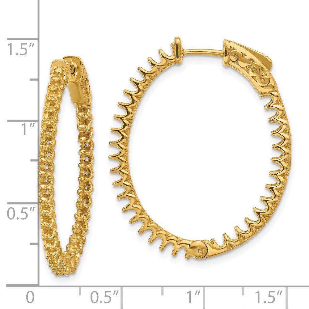 14K Yellow Gold 2.3ct 66-2.0mm In Out Oval Hoop with Safety Clasp Earrings Mountings