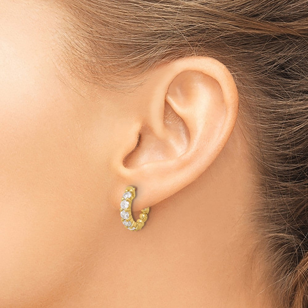 14K Yellow Gold 1.5ct 10-3.5mm Round Hoop with Safety Clasp Earrings Mountings