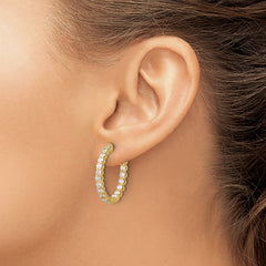 14K Yellow Gold 2.1ct 36-2.5mm In Out Oval Hoop with Safety Clasp Earrings Mountings