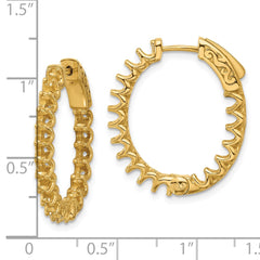 14K Yellow Gold 2.1ct 36-2.5mm In Out Oval Hoop with Safety Clasp Earrings Mountings