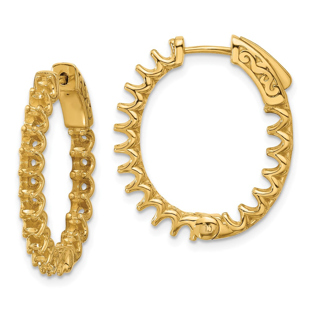 14K Yellow Gold 2.1ct 36-2.5mm In Out Oval Hoop with Safety Clasp Earrings Mountings