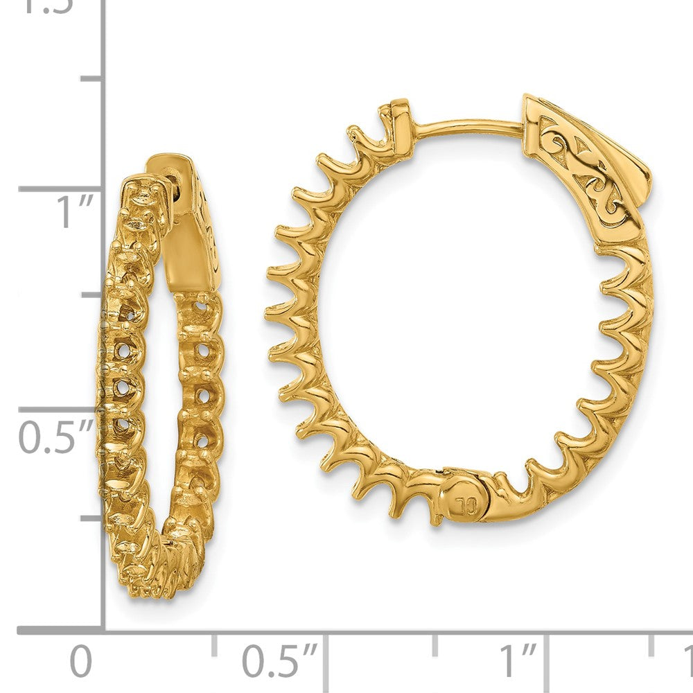 14K Yellow Gold 2ct 40-2.3mm In Out Oval Hoop with Safety Clasp Earrings Mountings