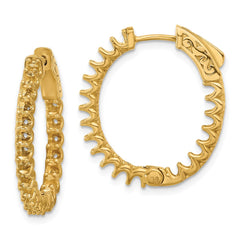 14K Yellow Gold 2ct 40-2.3mm In Out Oval Hoop with Safety Clasp Earrings Mountings