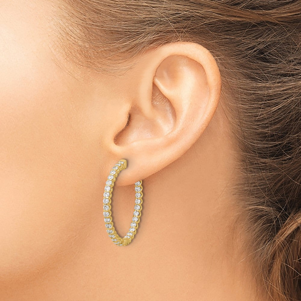 14K Yellow Gold 2.9ct 58-2.3mm In Out Oval Hoop with Safety Clasp Earrings Mountings