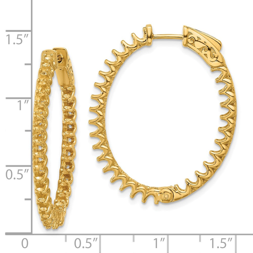 14K Yellow Gold 2.9ct 58-2.3mm In Out Oval Hoop with Safety Clasp Earrings Mountings
