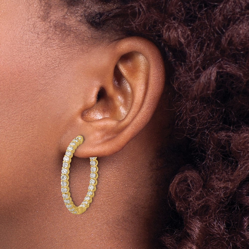 14K Yellow Gold 3.1ct 52-2.5mm In Out Oval Hoop with Safety Clasp Earrings Mountings