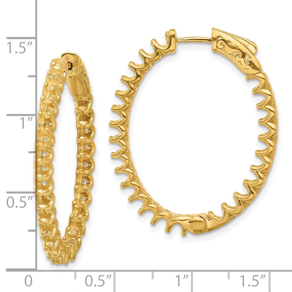 14K Yellow Gold 3.1ct 52-2.5mm In Out Oval Hoop with Safety Clasp Earrings Mountings