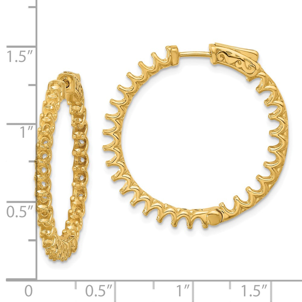 14K Yellow Gold 3.2ct 54-2.5mm In Out Hoop with Safety Clasp Earrings Mountings
