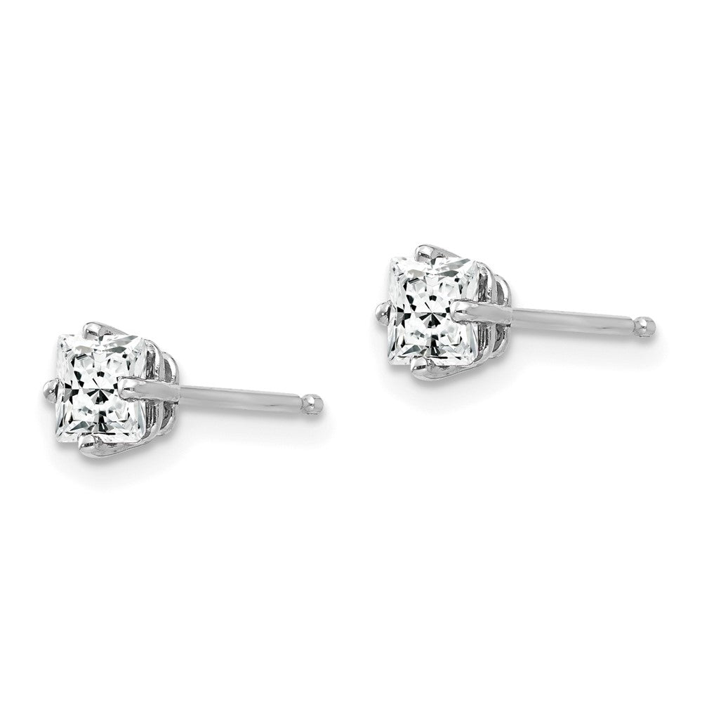 14K White Gold 4mm Cubic Zirconia Stud Earrings