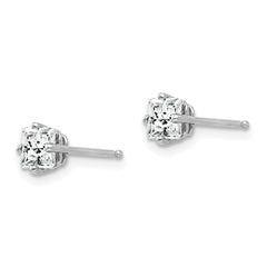 14K White Gold 4mm Cubic Zirconia Stud Earrings