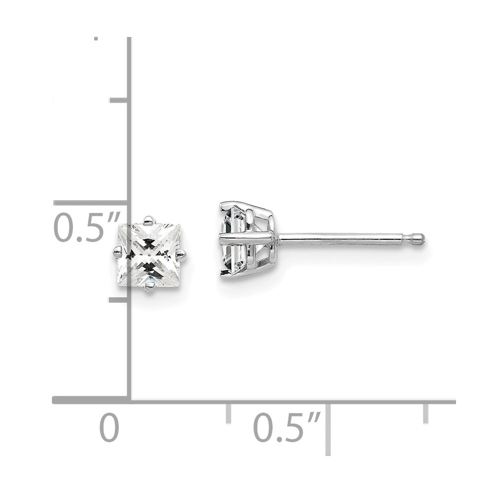 14K White Gold 4mm Cubic Zirconia Stud Earrings