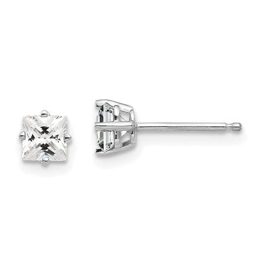 14K White Gold 4mm Cubic Zirconia Stud Earrings
