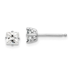 14K White Gold 4mm Cubic Zirconia Stud Earrings