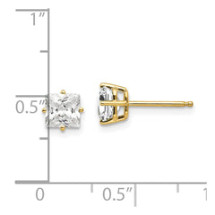 14K Yellow Gold 5mm Cubic Zirconia Stud Earrings