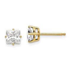14K Yellow Gold 5mm Cubic Zirconia Stud Earrings