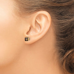 14K Yellow Gold 5mm Square Smokey Quartz Stud Earrings