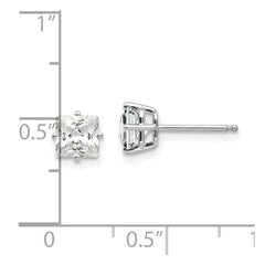 14K White Gold 5mm Cubic Zirconia Stud Earrings