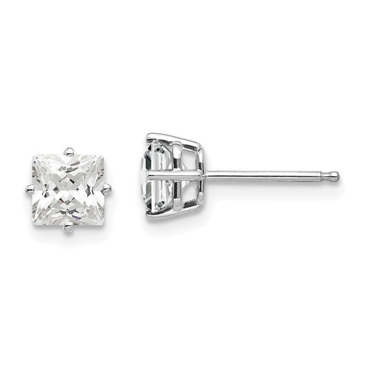 14K White Gold 5mm Cubic Zirconia Stud Earrings