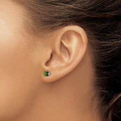 14K White Gold Green Tourmaline Stud Earrings