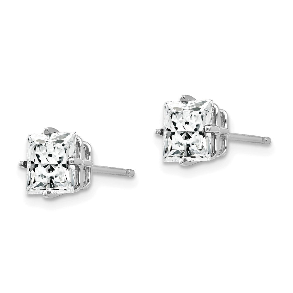 14K White Gold 6mm Princess Cut Cubic Zirconia Stud Earrings