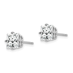 14K White Gold 6mm Princess Cut Cubic Zirconia Stud Earrings