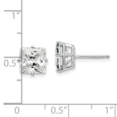14K White Gold 7mm Cubic Zirconia Stud Earrings