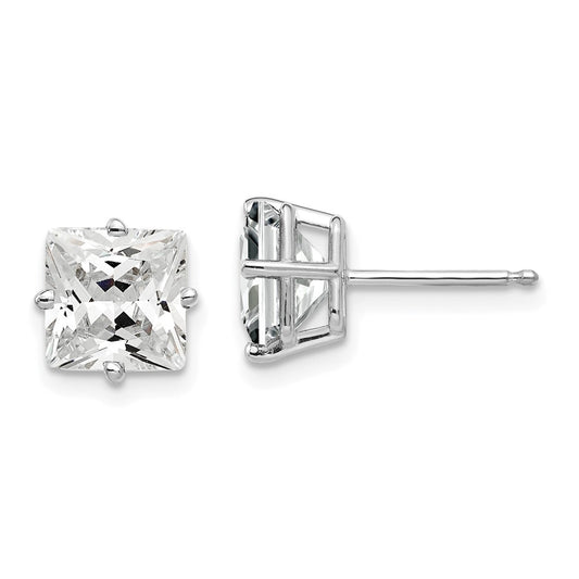 14K White Gold 7mm Cubic Zirconia Stud Earrings