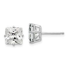 14K White Gold 7mm Cubic Zirconia Stud Earrings