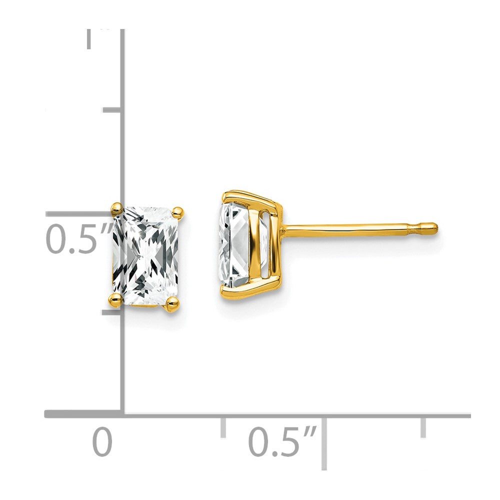 14K Yellow Gold 6x4mm Radiant Cut Cubic Zirconia Stud Earrings