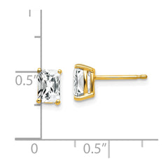 14K Yellow Gold 6x4mm Radiant Cut Cubic Zirconia Stud Earrings