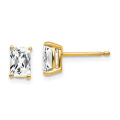14K Yellow Gold 6x4mm Radiant Cut Cubic Zirconia Stud Earrings