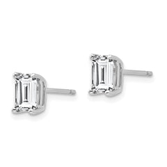 14K White Gold 6x4mm Radiant Cut Cubic Zirconia Stud Earrings