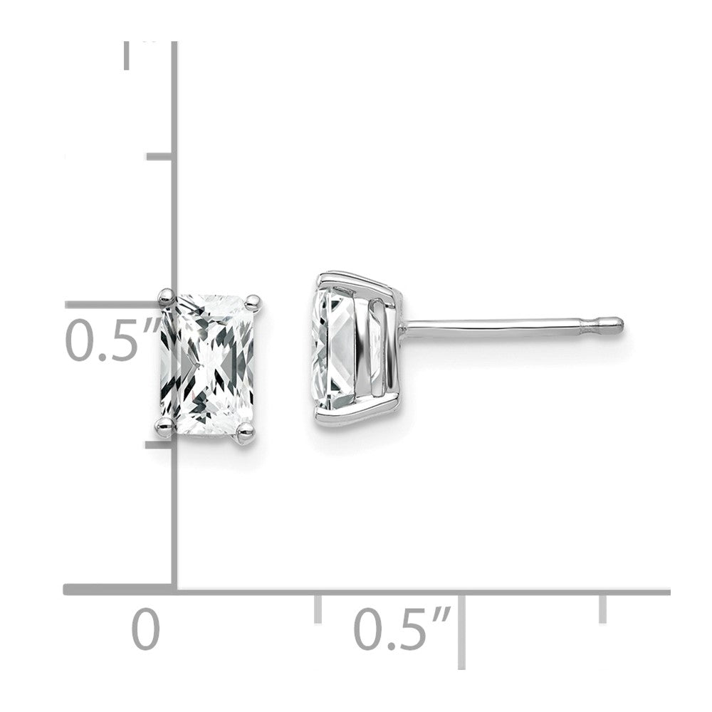 14K White Gold 6x4mm Radiant Cut Cubic Zirconia Stud Earrings