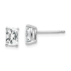 14K White Gold 6x4mm Radiant Cut Cubic Zirconia Stud Earrings