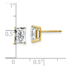 14K Yellow Gold 7x5mm Radiant Cut Cubic Zirconia Stud Earrings