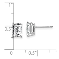 14K White Gold 7x5mm Radiant Cut Cubic Zirconia Stud Earrings