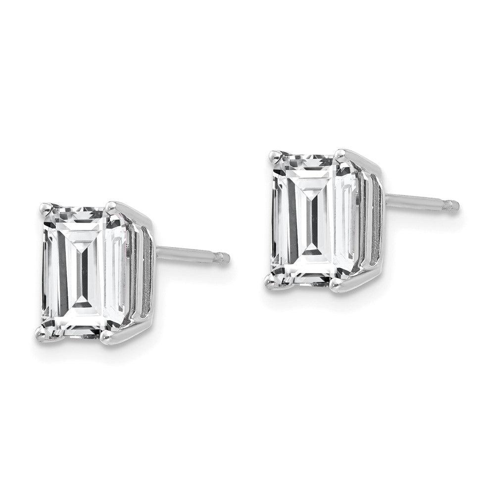 14K White Gold 8x6mm Radiant Cut Cubic Zirconia Stud Earrings