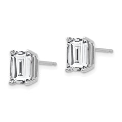 14K White Gold 8x6mm Radiant Cut Cubic Zirconia Stud Earrings