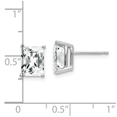 14K White Gold 8x6mm Radiant Cut Cubic Zirconia Stud Earrings