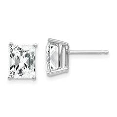 14K White Gold 8x6mm Radiant Cut Cubic Zirconia Stud Earrings