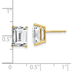 14K Yellow Gold 9x7mm Emerald-cut Cubic Zirconia Stud Earrings