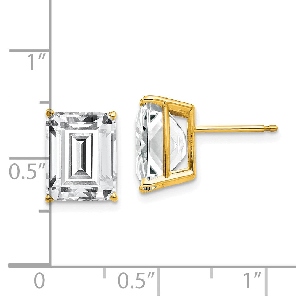 14K Yellow Gold 10x8mm Emerald-cut Cubic Zirconia Stud Earrings